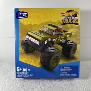 MEGA Hot Wheels Monster Truck Building Toy V8 Bomber with 1 Figure (86 Pieces)